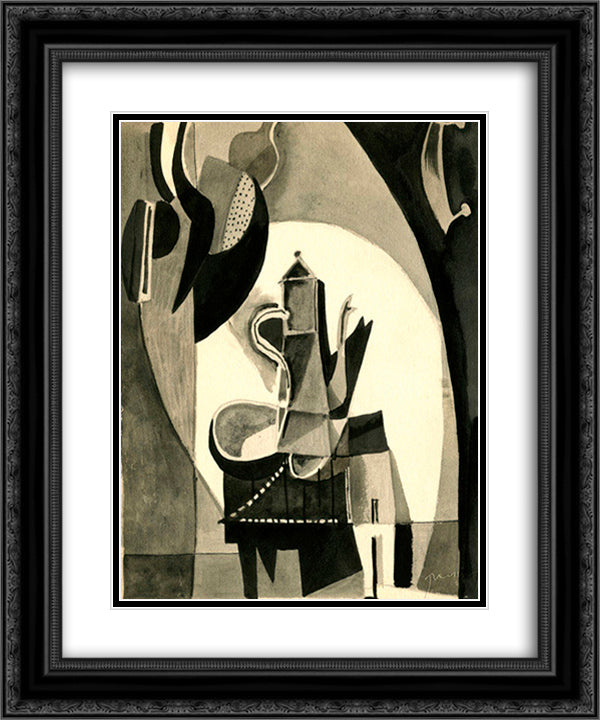 Cafetiere 20x24 Black Ornate Wood Framed Art Print Poster with Double Matting by Prassinos, Mario