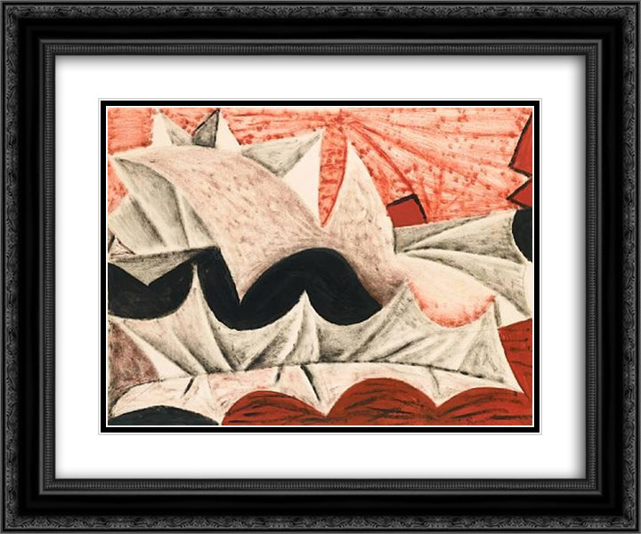 Composition 24x20 Black Ornate Wood Framed Art Print Poster with Double Matting by Prassinos, Mario