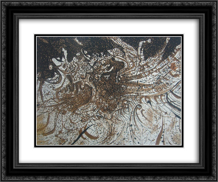 La vague 24x20 Black Ornate Wood Framed Art Print Poster with Double Matting by Prassinos, Mario