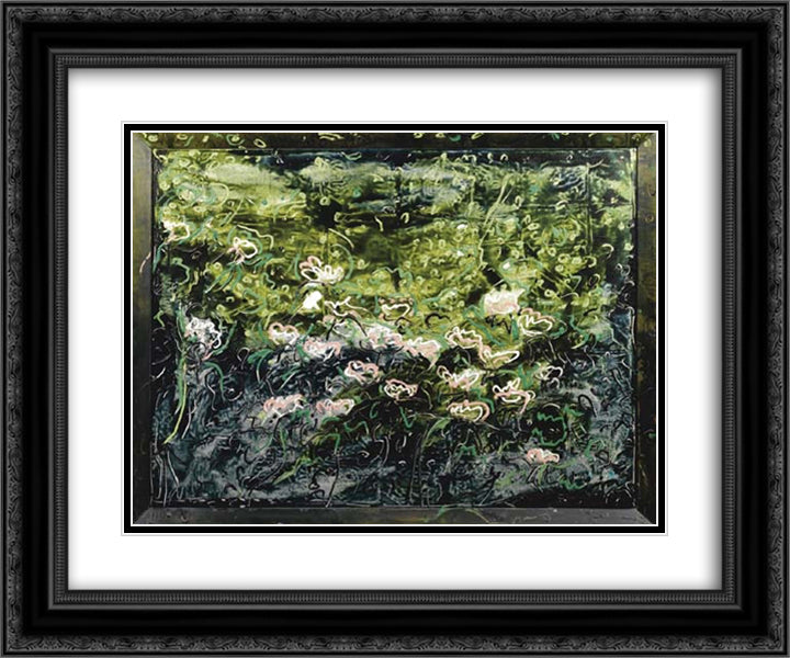 Acquatico 24x20 Black Ornate Wood Framed Art Print Poster with Double Matting by Schifano, Mario
