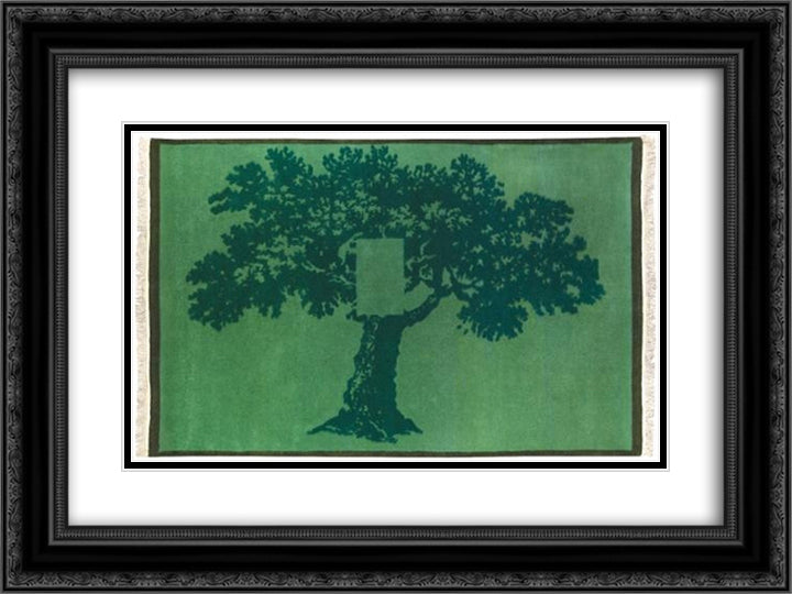 Albero Per Terra 24x18 Black Ornate Wood Framed Art Print Poster with Double Matting by Schifano, Mario