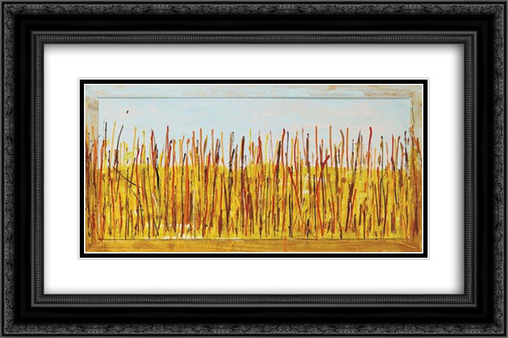 Campo di grano 24x16 Black Ornate Wood Framed Art Print Poster with Double Matting by Schifano, Mario