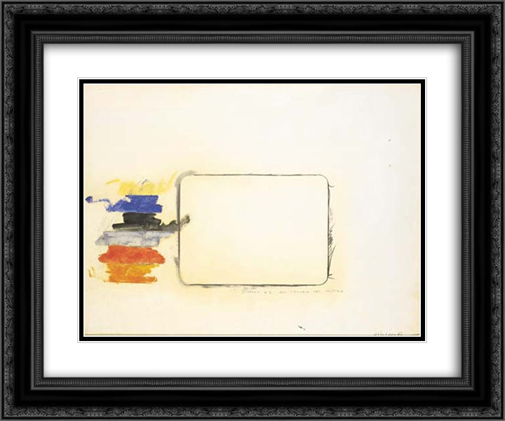 Disegno n. 2 per l'occhio del critico 24x20 Black Ornate Wood Framed Art Print Poster with Double Matting by Schifano, Mario