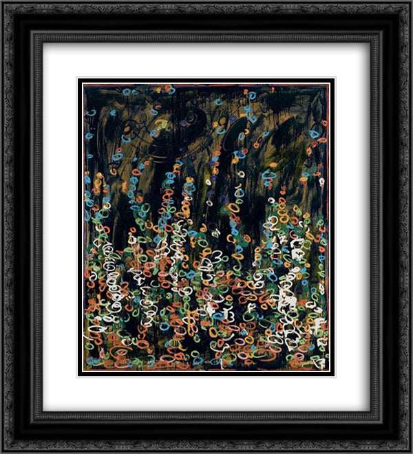 Sognato acquarello e dipinto a smalto 20x22 Black Ornate Wood Framed Art Print Poster with Double Matting by Schifano, Mario