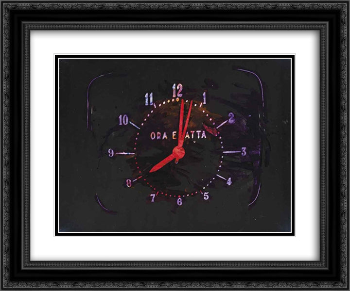 The Exact Time 24x20 Black Ornate Wood Framed Art Print Poster with Double Matting by Schifano, Mario