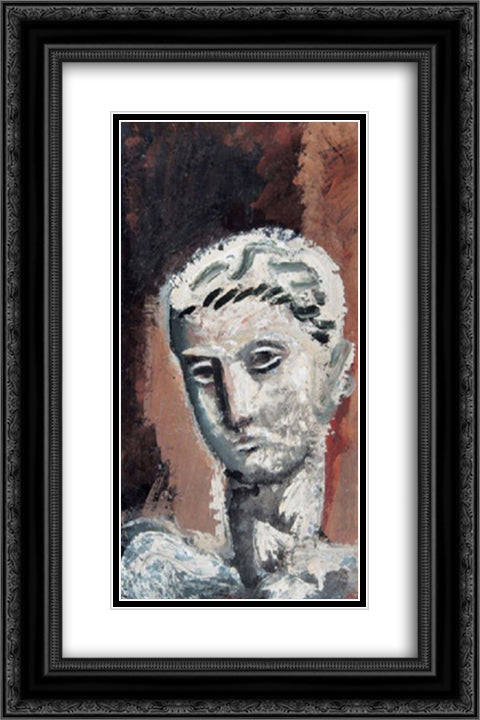 Head 16x24 Black Ornate Wood Framed Art Print Poster with Double Matting by Sironi, Mario