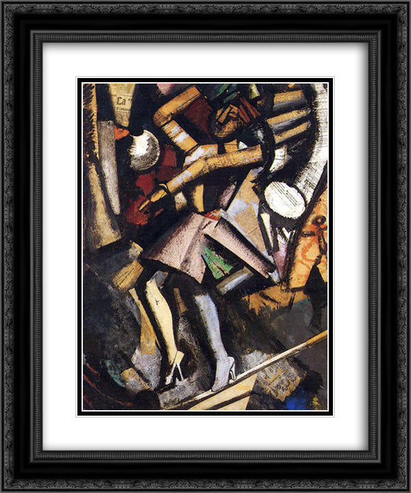The Ballerina 20x24 Black Ornate Wood Framed Art Print Poster with Double Matting by Sironi, Mario