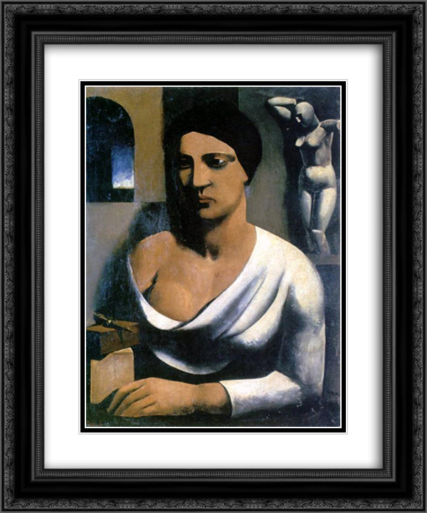 The model of the sculptor 20x24 Black Ornate Wood Framed Art Print Poster with Double Matting by Sironi, Mario