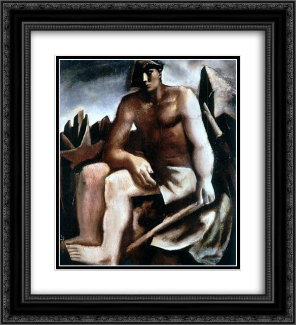 The Pastor 20x22 Black Ornate Wood Framed Art Print Poster with Double Matting by Sironi, Mario