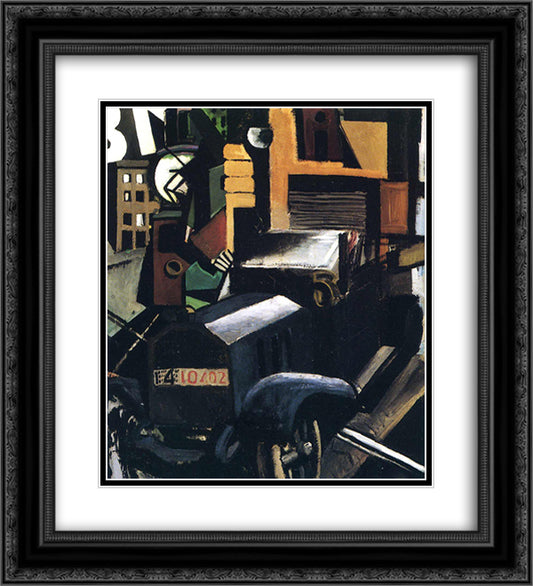 The Truck 20x22 Black Ornate Wood Framed Art Print Poster with Double Matting by Sironi, Mario