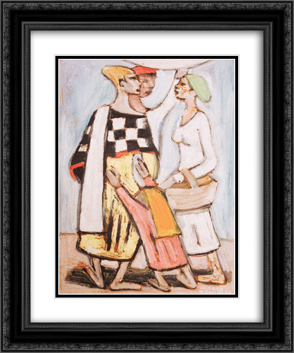 As Lavadeiras 20x24 Black Ornate Wood Framed Art Print Poster with Double Matting by Zanini, Mario