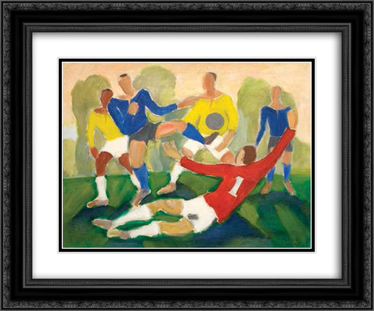 Football 24x20 Black Ornate Wood Framed Art Print Poster with Double Matting by Zanini, Mario