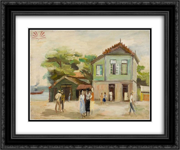 Vilarejo com Marinha 24x20 Black Ornate Wood Framed Art Print Poster with Double Matting by Zanini, Mario