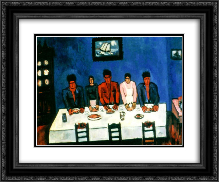 Fisherman's Last Supper 24x20 Black Ornate Wood Framed Art Print Poster with Double Matting by Hartley, Marsden