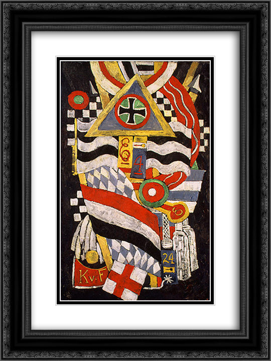 Portrait of a German Officer 18x24 Black Ornate Wood Framed Art Print Poster with Double Matting by Hartley, Marsden