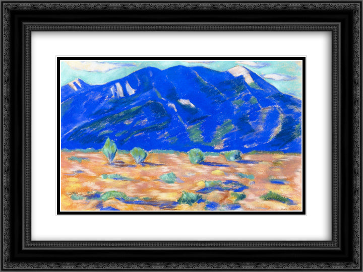 Pueblo Mountain 24x18 Black Ornate Wood Framed Art Print Poster with Double Matting by Hartley, Marsden
