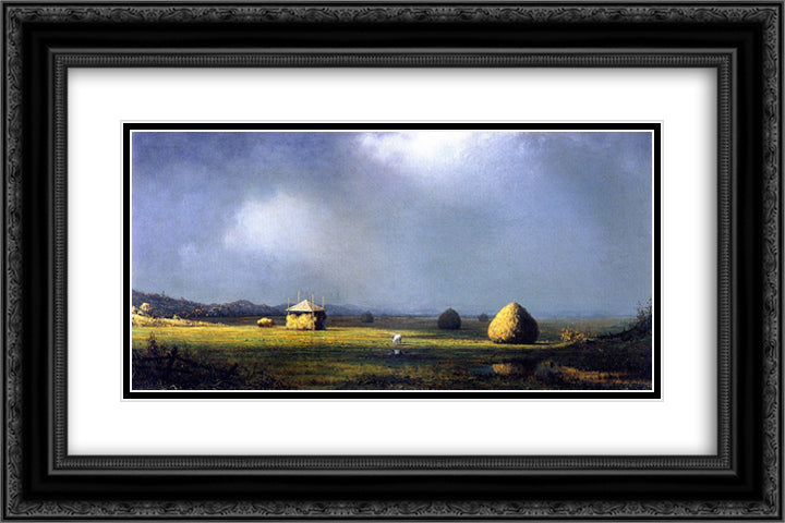 A Cloudy Day 24x16 Black Ornate Wood Framed Art Print Poster with Double Matting by Heade, Martin Johnson
