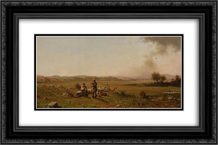 Hunters Resting 24x16 Black Ornate Wood Framed Art Print Poster with Double Matting by Heade, Martin Johnson