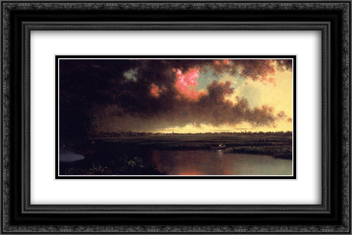 On the San Sebastian River, Florida 24x16 Black Ornate Wood Framed Art Print Poster with Double Matting by Heade, Martin Johnson