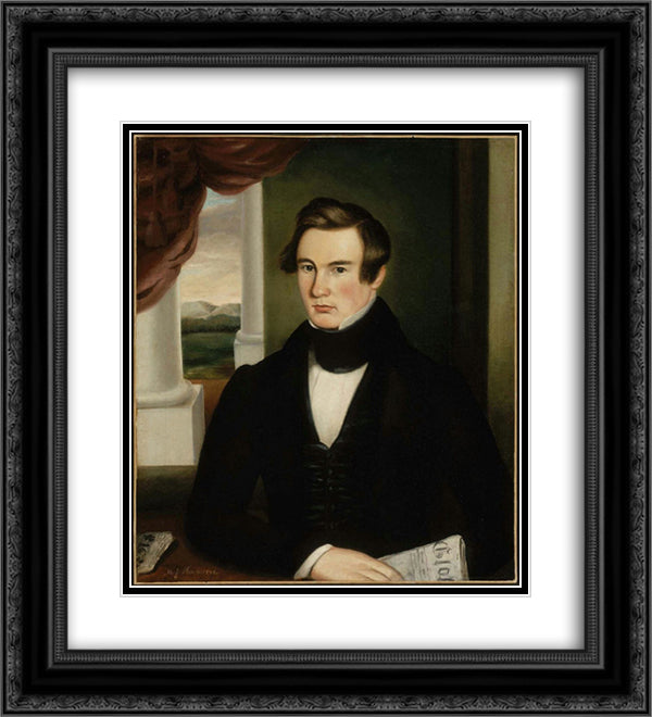 Portrait of a Man 20x22 Black Ornate Wood Framed Art Print Poster with Double Matting by Heade, Martin Johnson