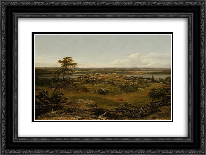 Rocks in New England 24x18 Black Ornate Wood Framed Art Print Poster with Double Matting by Heade, Martin Johnson