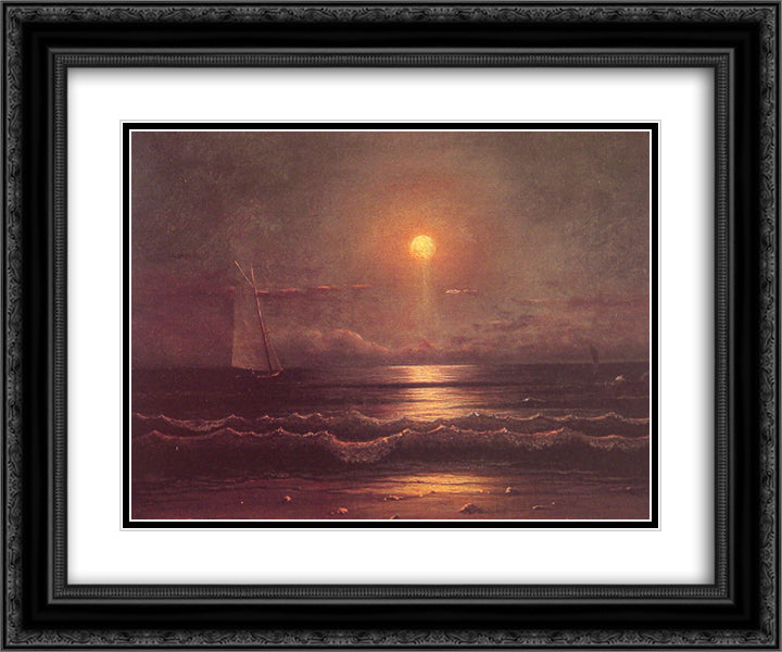 Sailing by Moonlight 24x20 Black Ornate Wood Framed Art Print Poster with Double Matting by Heade, Martin Johnson