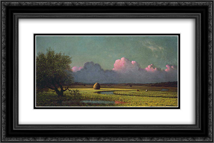 Sunlight and Shadow The Newbury Marshes 24x16 Black Ornate Wood Framed Art Print Poster with Double Matting by Heade, Martin Johnson