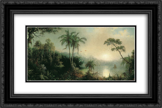 Sunrise in Nicaragua 24x16 Black Ornate Wood Framed Art Print Poster with Double Matting by Heade, Martin Johnson