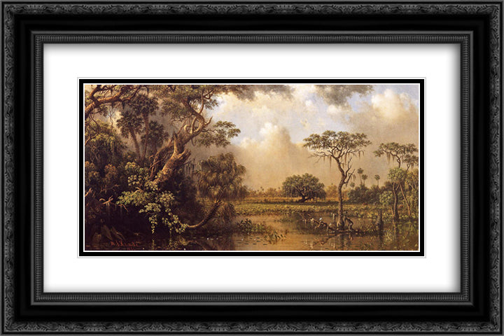 The Great Florida Marsh 24x16 Black Ornate Wood Framed Art Print Poster with Double Matting by Heade, Martin Johnson