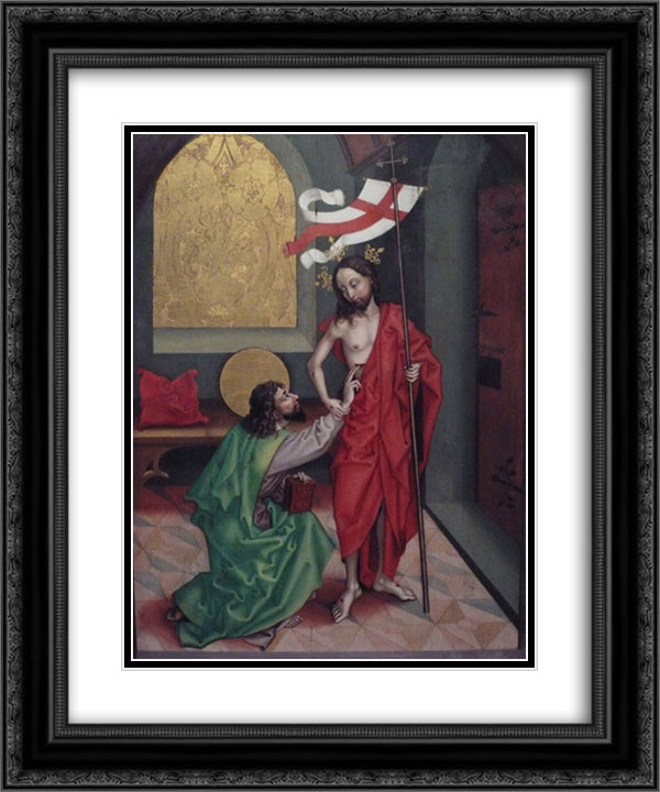 Altar (of omgeving) 20x24 Black Ornate Wood Framed Art Print Poster with Double Matting by Schongauer, Martin