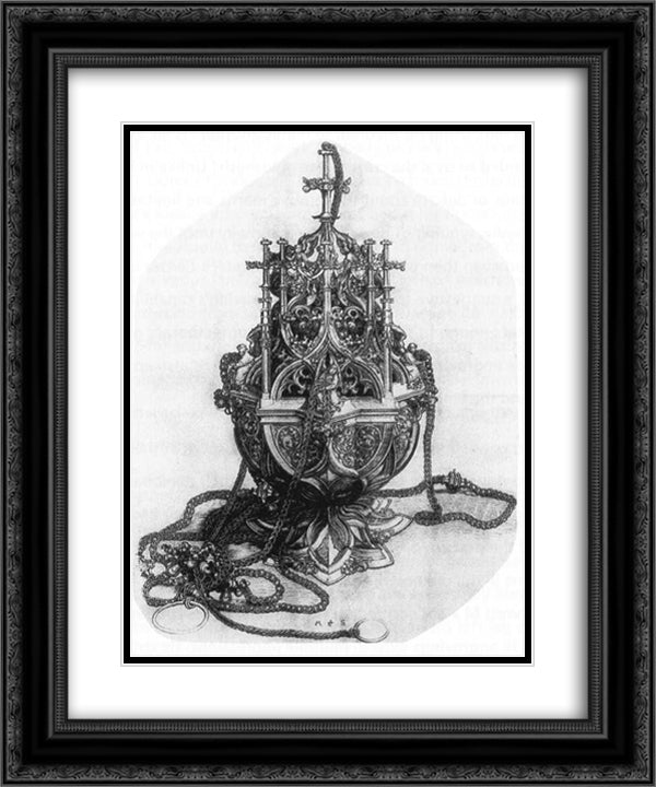 Censer 20x24 Black Ornate Wood Framed Art Print Poster with Double Matting by Schongauer, Martin
