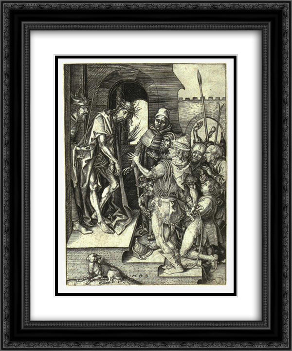 Ecce Homo 20x24 Black Ornate Wood Framed Art Print Poster with Double Matting by Schongauer, Martin