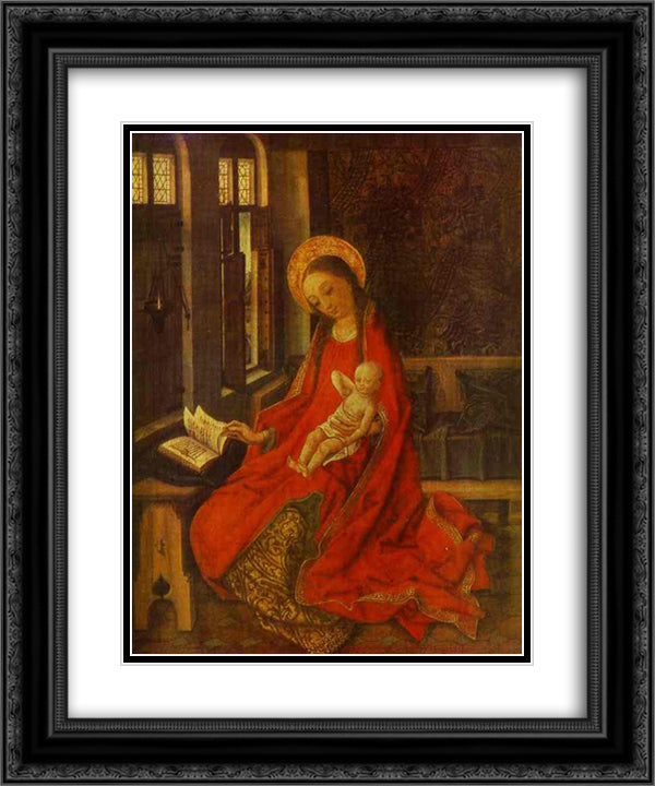 The Virgin with Infant 20x24 Black Ornate Wood Framed Art Print Poster with Double Matting by Schongauer, Martin