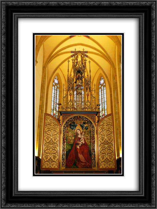 Virgin in the bush, Colmar 18x24 Black Ornate Wood Framed Art Print Poster with Double Matting by Schongauer, Martin