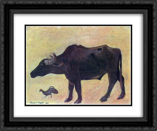 A bull 24x20 Black Ornate Wood Framed Art Print Poster with Double Matting by Saryan, Martiros