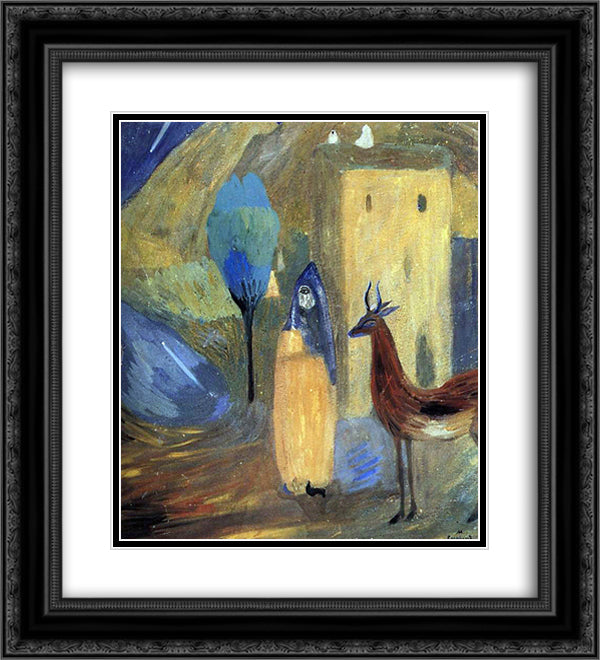 A comet 20x22 Black Ornate Wood Framed Art Print Poster with Double Matting by Saryan, Martiros