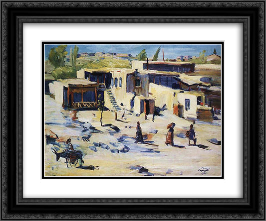 A nook of old Yerevan 24x20 Black Ornate Wood Framed Art Print Poster with Double Matting by Saryan, Martiros