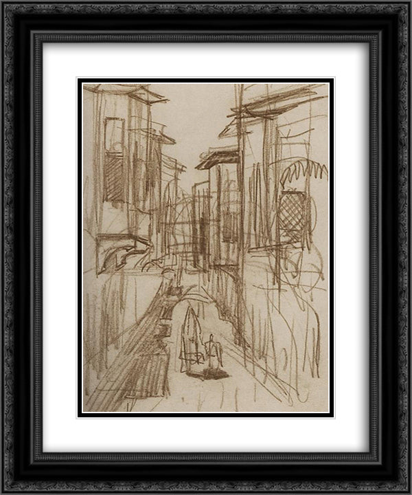 A street. Constantinople. 20x24 Black Ornate Wood Framed Art Print Poster with Double Matting by Saryan, Martiros