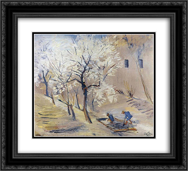 Apricot trees in blossom 22x20 Black Ornate Wood Framed Art Print Poster with Double Matting by Saryan, Martiros