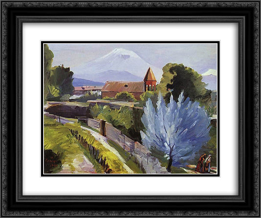 April landscape 24x20 Black Ornate Wood Framed Art Print Poster with Double Matting by Saryan, Martiros
