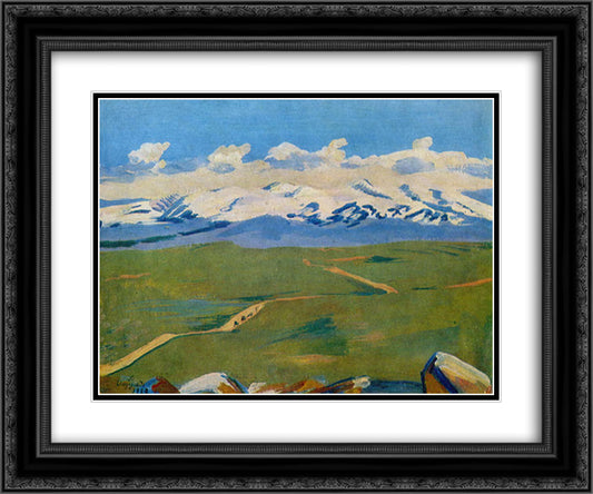 Aragats in clouds 24x20 Black Ornate Wood Framed Art Print Poster with Double Matting by Saryan, Martiros
