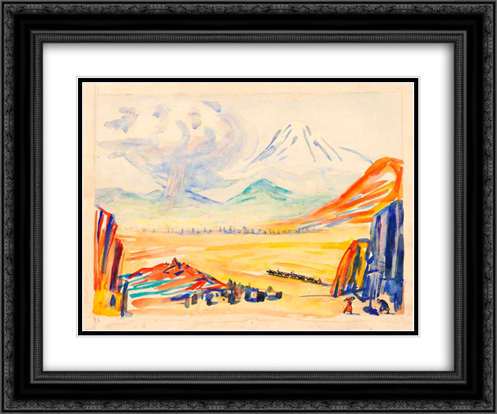 Ararat, a study for 'Armenia' 24x20 Black Ornate Wood Framed Art Print Poster with Double Matting by Saryan, Martiros