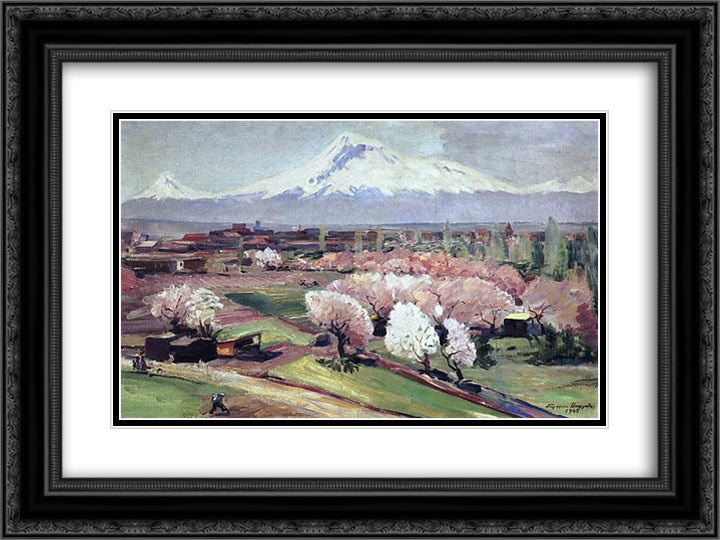 Ararat at spring 24x18 Black Ornate Wood Framed Art Print Poster with Double Matting by Saryan, Martiros