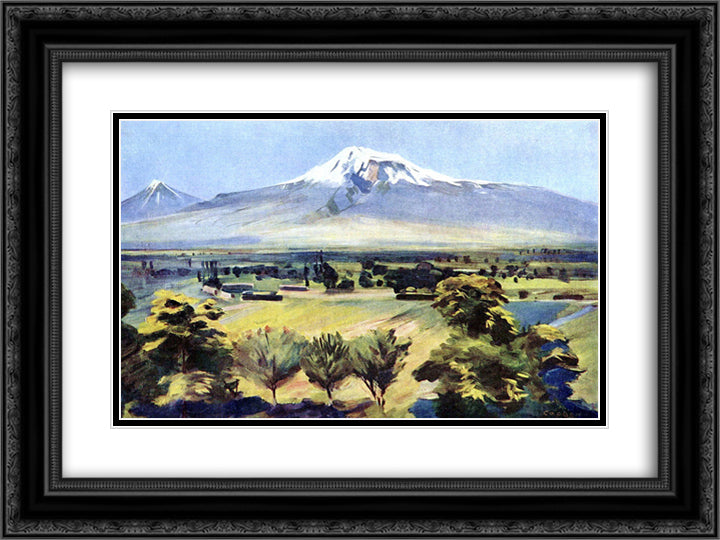 Ararat from Dvin 24x18 Black Ornate Wood Framed Art Print Poster with Double Matting by Saryan, Martiros