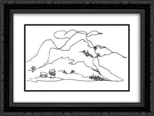 Ararat in clouds 24x18 Black Ornate Wood Framed Art Print Poster with Double Matting by Saryan, Martiros