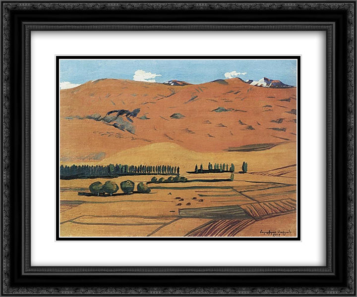 Armenia 24x20 Black Ornate Wood Framed Art Print Poster with Double Matting by Saryan, Martiros