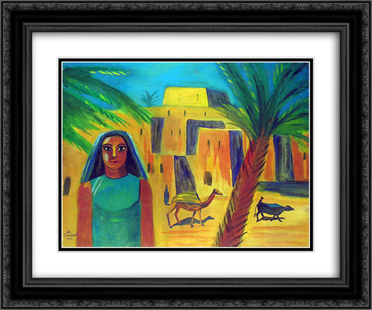 Fellah village 24x20 Black Ornate Wood Framed Art Print Poster with Double Matting by Saryan, Martiros
