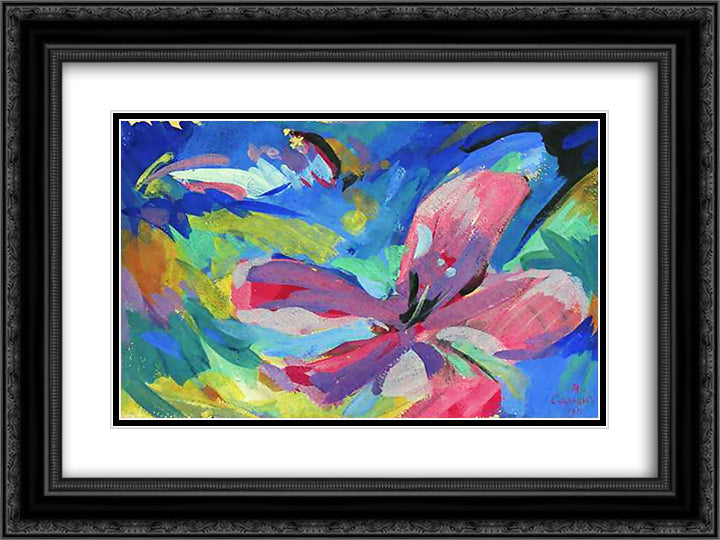 Flower 24x18 Black Ornate Wood Framed Art Print Poster with Double Matting by Saryan, Martiros