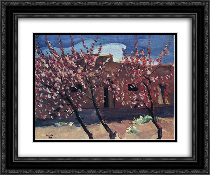 Flowering peaches 24x20 Black Ornate Wood Framed Art Print Poster with Double Matting by Saryan, Martiros