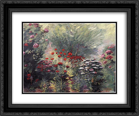Flowers. A nook of the garden. 24x20 Black Ornate Wood Framed Art Print Poster with Double Matting by Saryan, Martiros